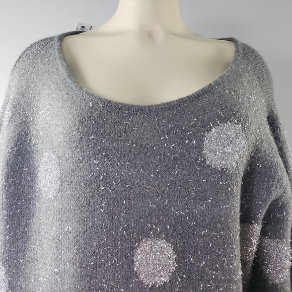 NWT APT.9 gray silver texture glitter knit sweater - Picture 9 of 9